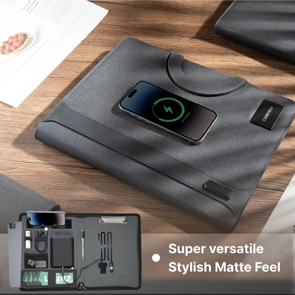 Leather Padfolio with Wireless Charging